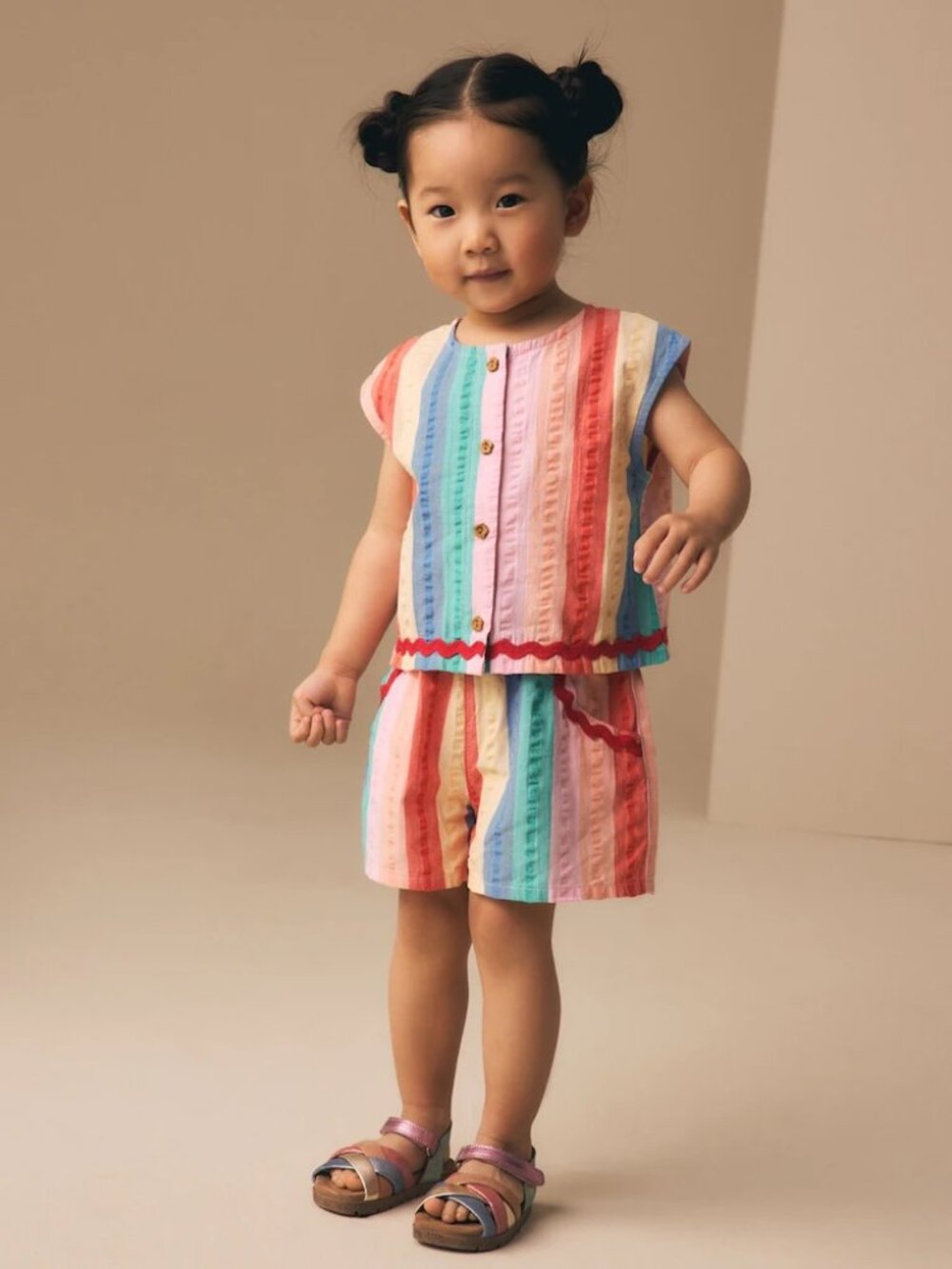 NEXT rainbow striped shorts + top